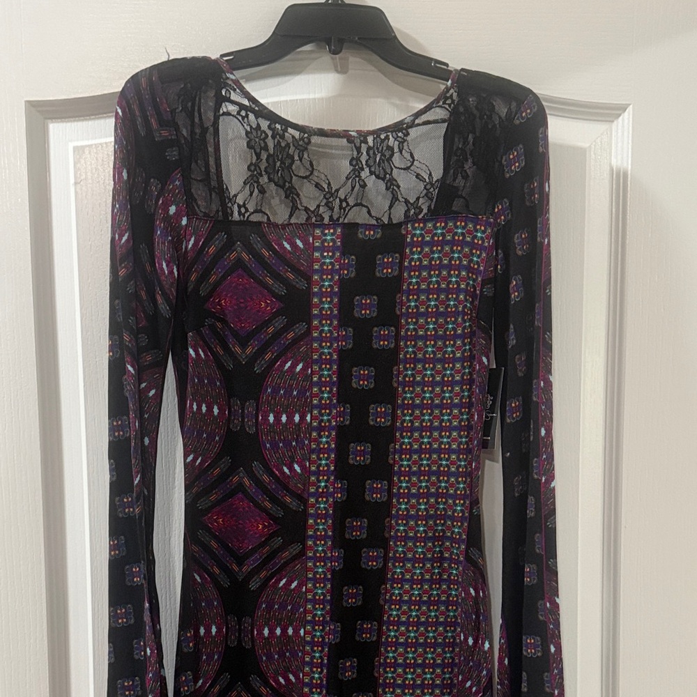 Jessica Simpson Black and Purple Patterned Dress